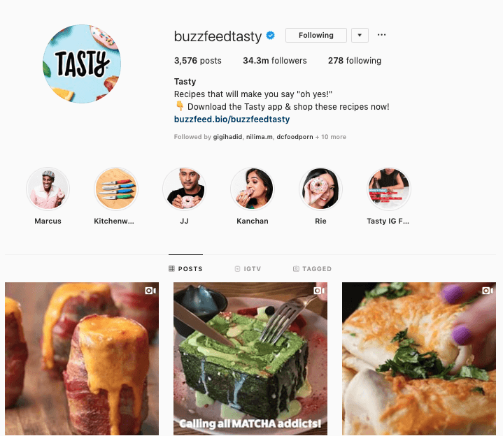 Tasty instagram account