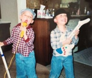 Josh Kiszka during his childhood with his twin brother, Jake Kiszka