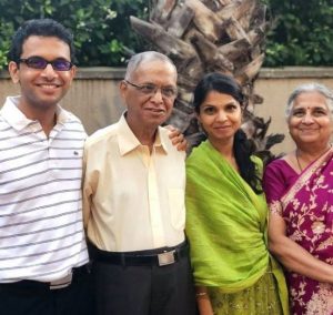 Akshata Murthy with her billionaire parents and brother, Rohan