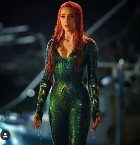 Amber Heard in a movie set, Aquaman, Instagram
