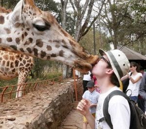 Asa Butterfield enjoying a quality time at Giraffe Manor