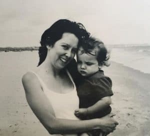 Asa Butterfield with his mother during his childhood