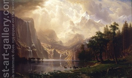 Among The Sierra Nevada Mountains California by Albert Bierstadt - Reproduction Oil Painting
