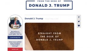 Blog page of Donald Trump created after ban from social media platforms