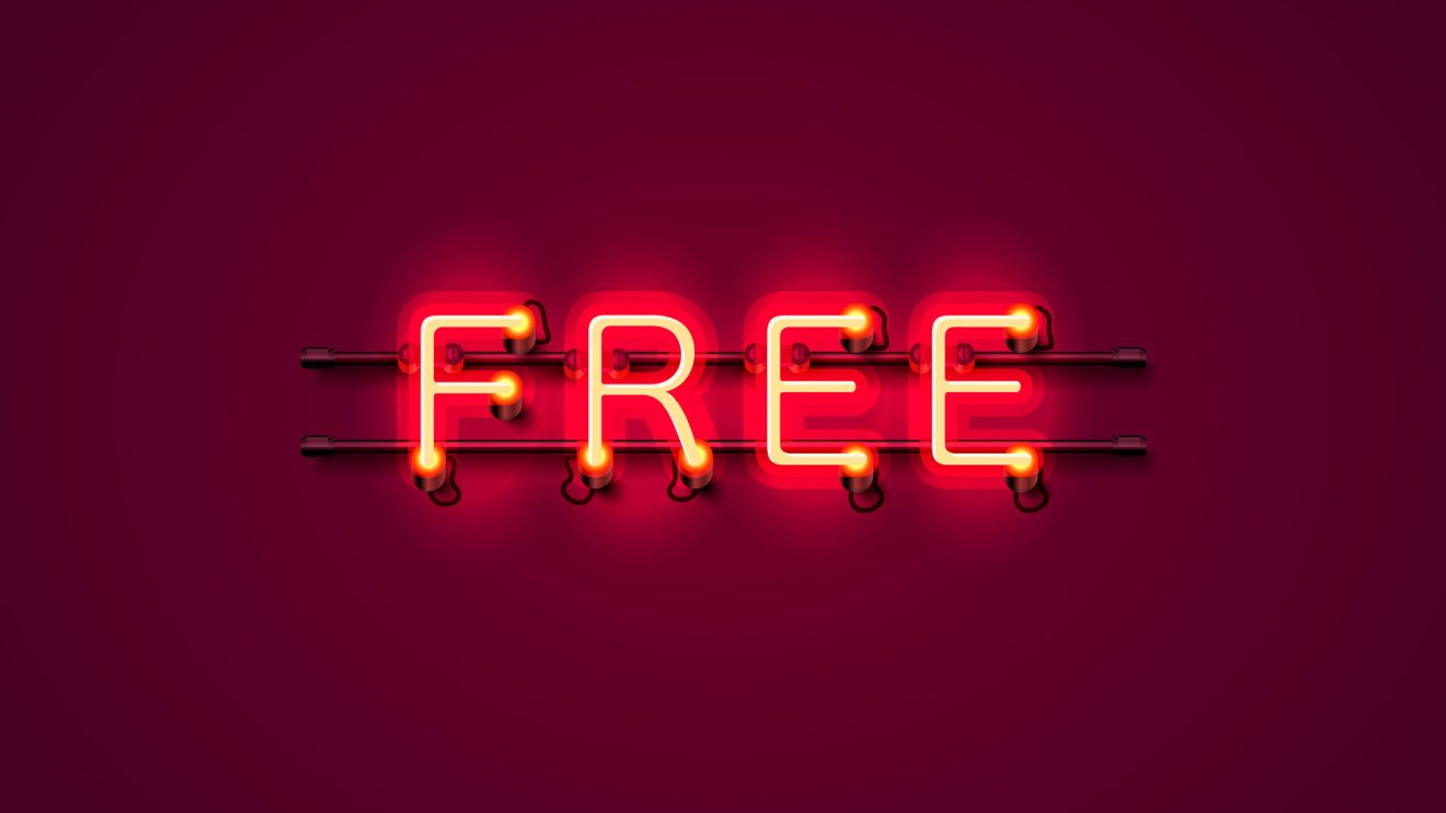 red neon sign with free