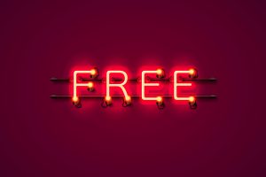 red neon sign with free