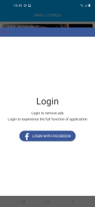 Inwell Fitness App demanding Facebook login to disable ads