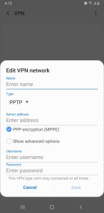Manually setting up VPN in Android