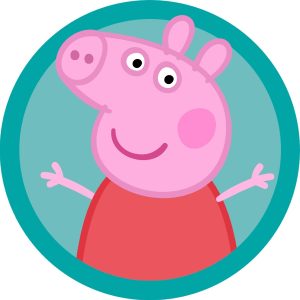 pig illustration with red dress